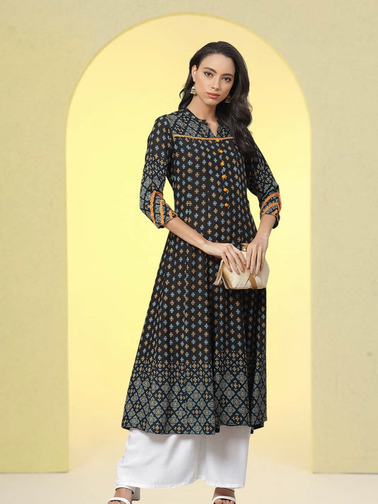 Rayon Floral Printed Anarkali Kurta