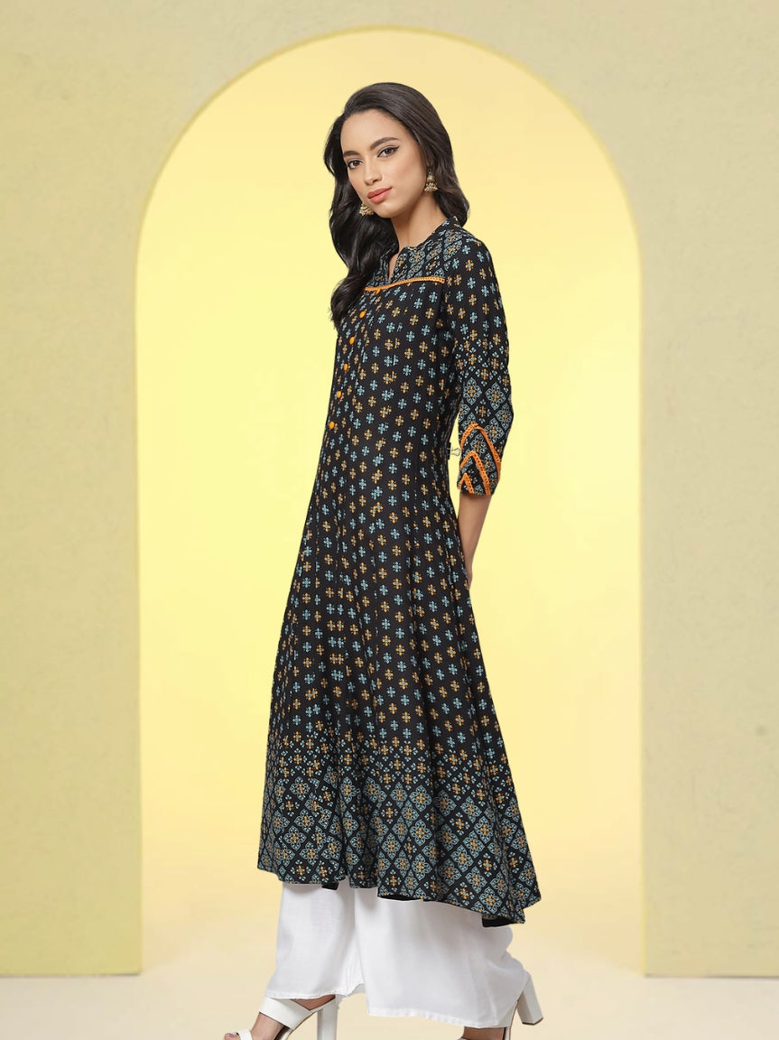 Rayon Floral Printed Anarkali Kurta