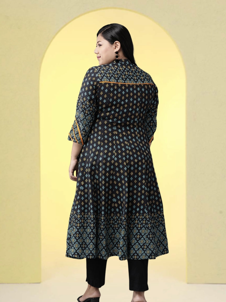Rayon Floral Printed Anarkali Kurta