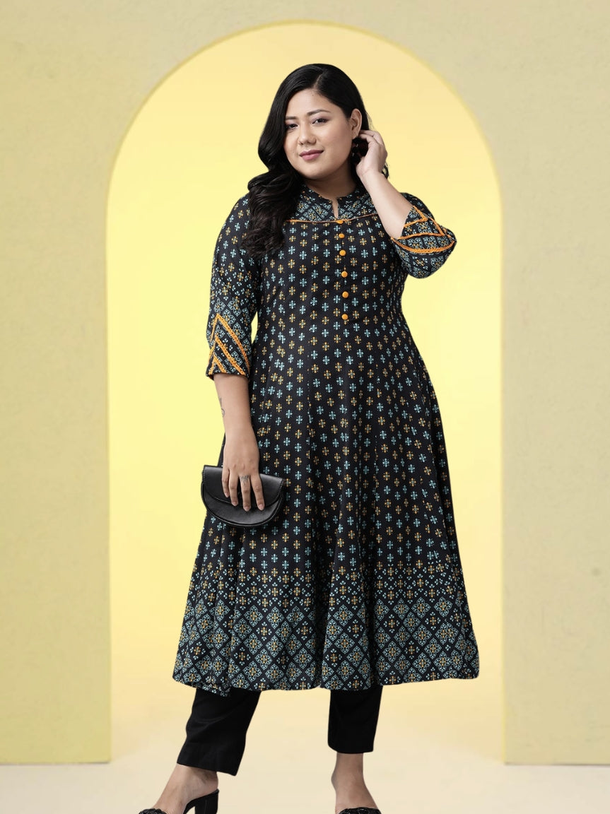 Rayon Floral Printed Anarkali Kurta
