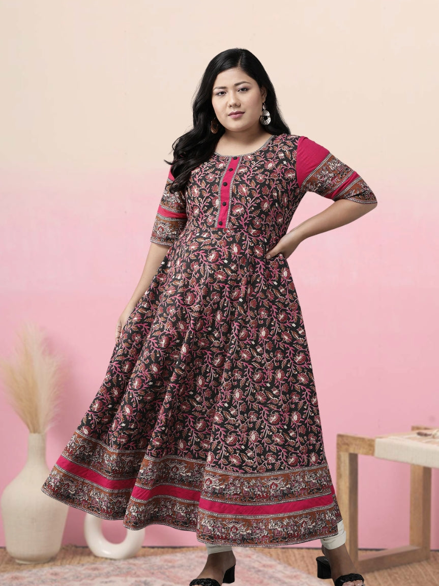 Cotton Floral Printed Anarkali Kurta