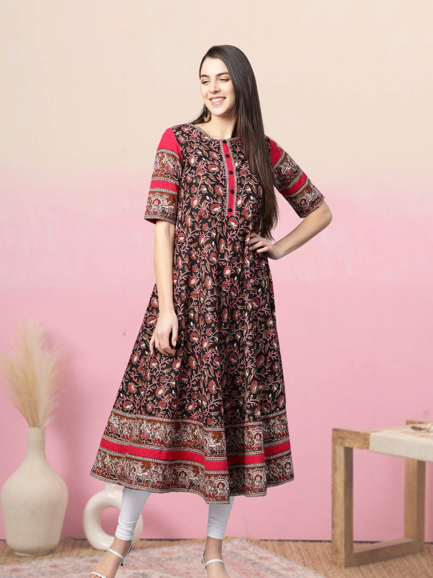 Cotton Floral Printed Anarkali Kurta
