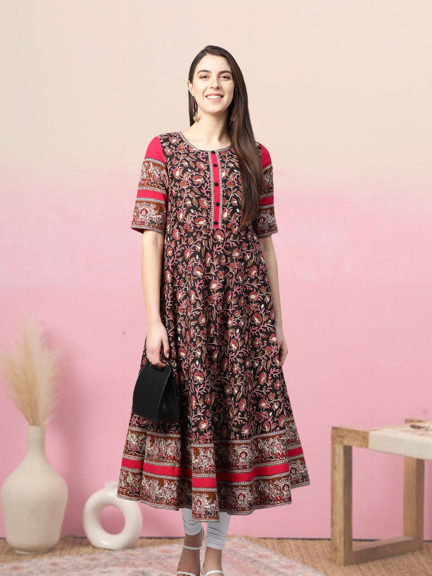 Cotton Floral Printed Anarkali Kurta