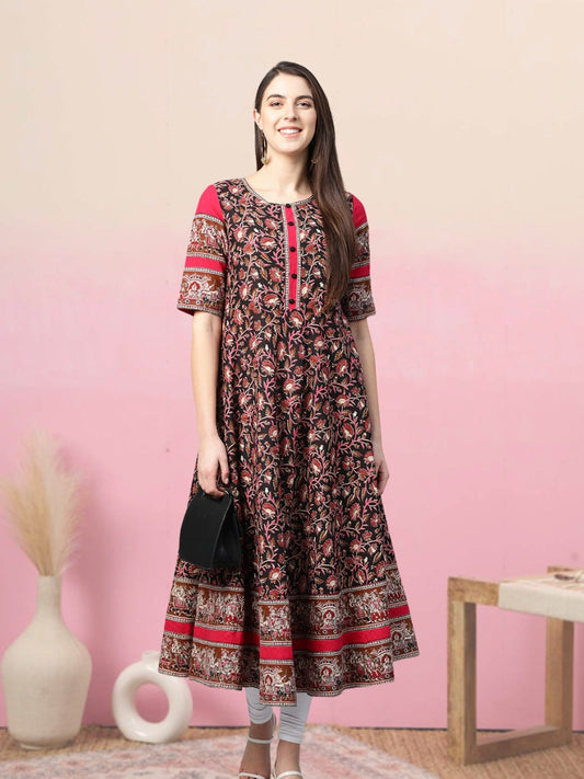 Cotton Floral Printed Anarkali Kurta