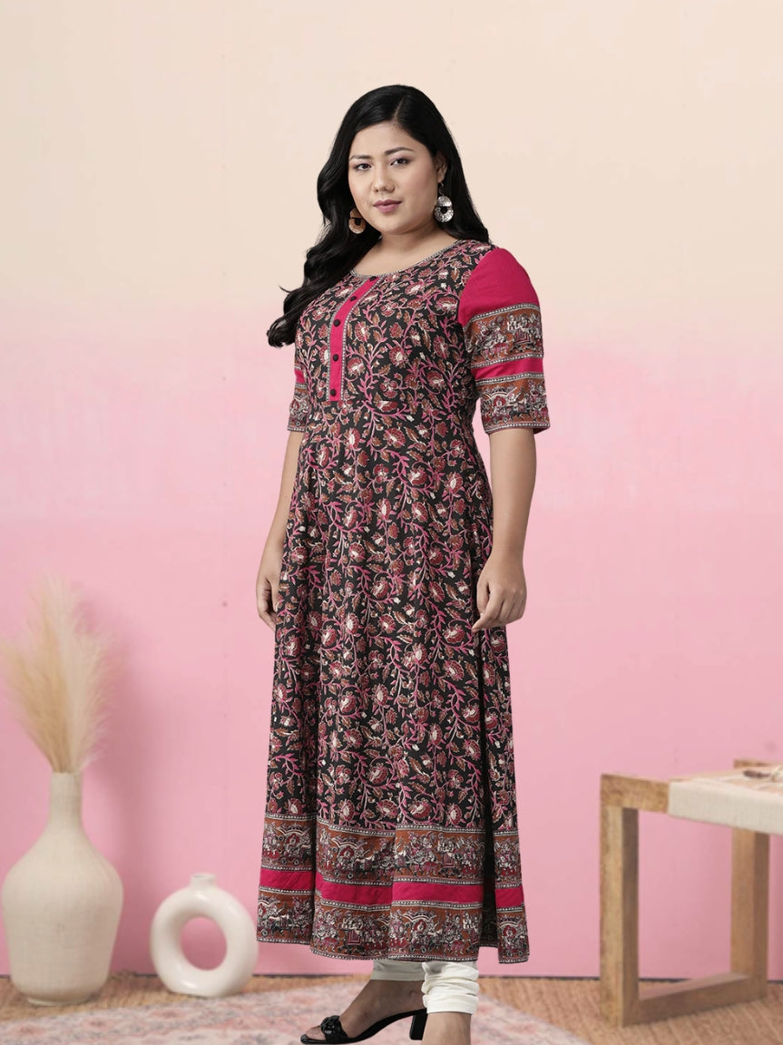 Cotton Floral Printed Anarkali Kurta