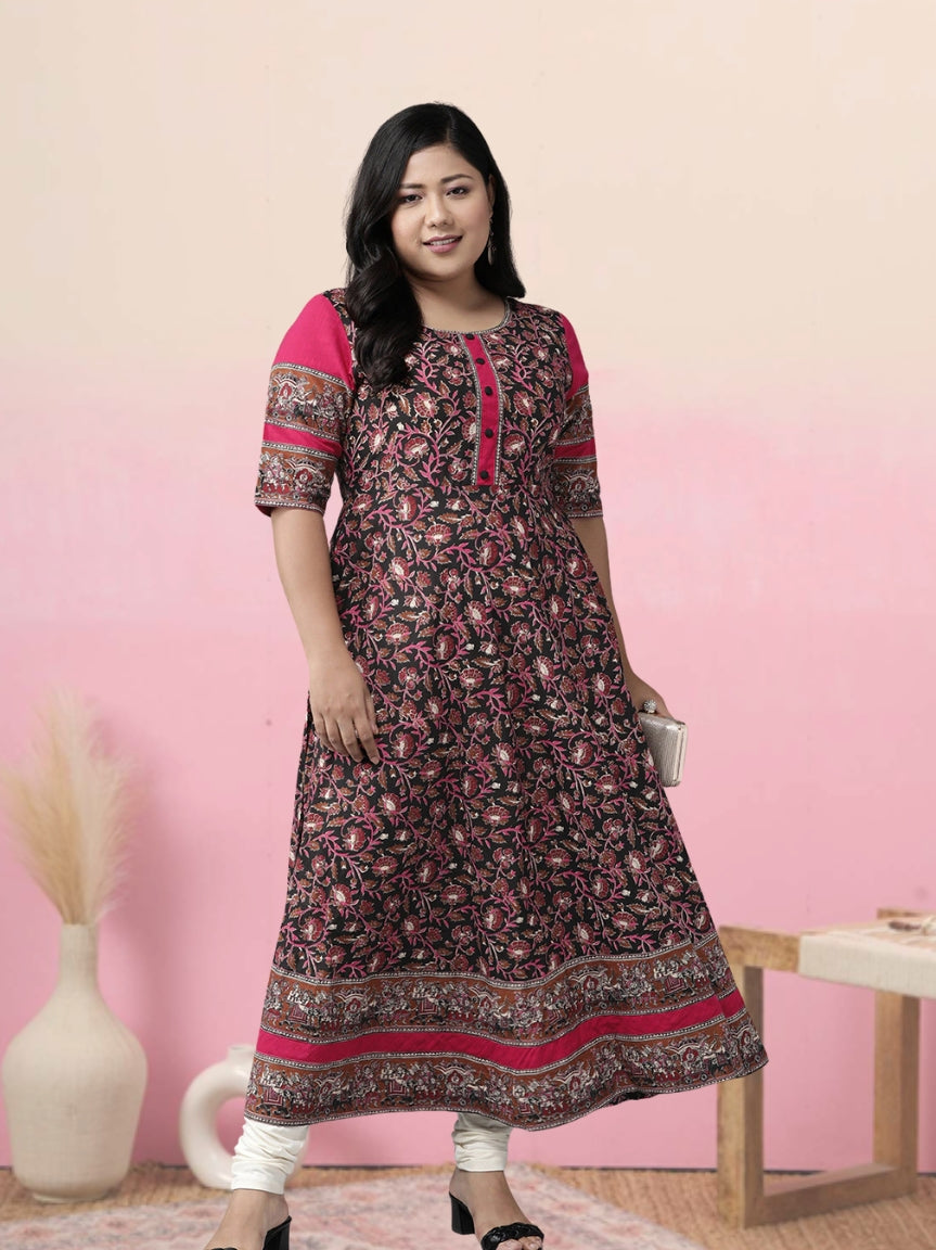 Cotton Floral Printed Anarkali Kurta