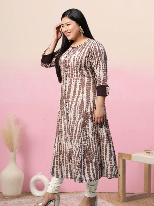 Cotton Blend Printed Anarkali Kurta
