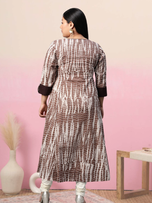 Cotton Blend Printed Anarkali Kurta