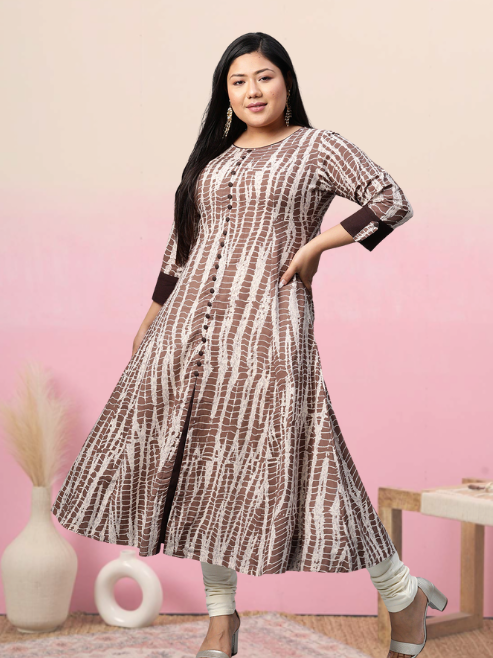 Cotton Blend Printed Anarkali Kurta
