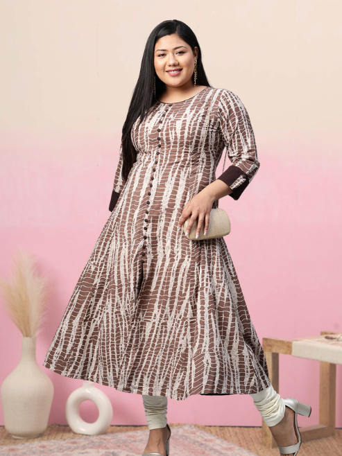 Cotton Blend Printed Anarkali Kurta