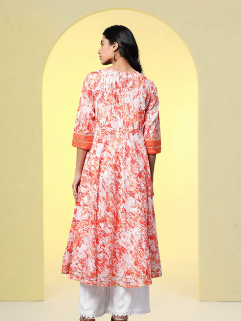 Cotton Tie & Dye Printed Anarkali Kurta