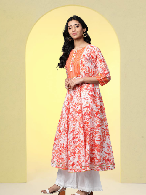 Cotton Tie & Dye Printed Anarkali Kurta