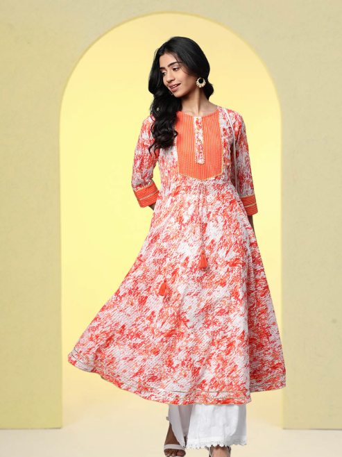 Cotton Tie & Dye Printed Anarkali Kurta