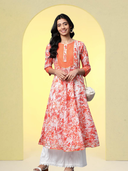 Cotton Tie & Dye Printed Anarkali Kurta