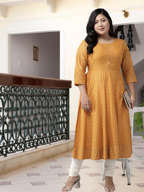 Cotton Floral Print Anarkali Kurta