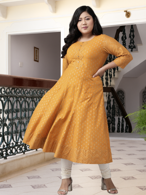 Cotton Floral Print Anarkali Kurta
