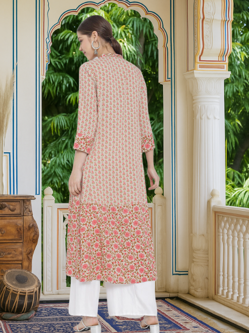 Rayon Floral Printed Anarkali Kurti (Multi)