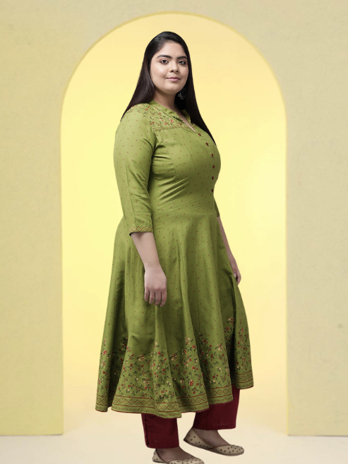 Rayon Floral Printed Anarkali Kurta