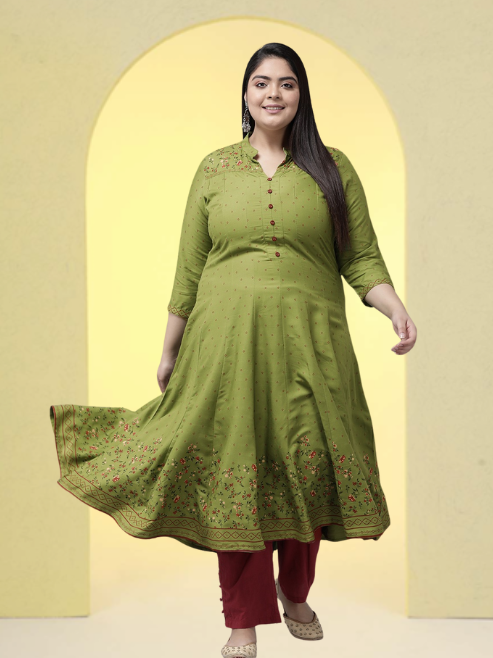 Rayon Floral Printed Anarkali Kurta