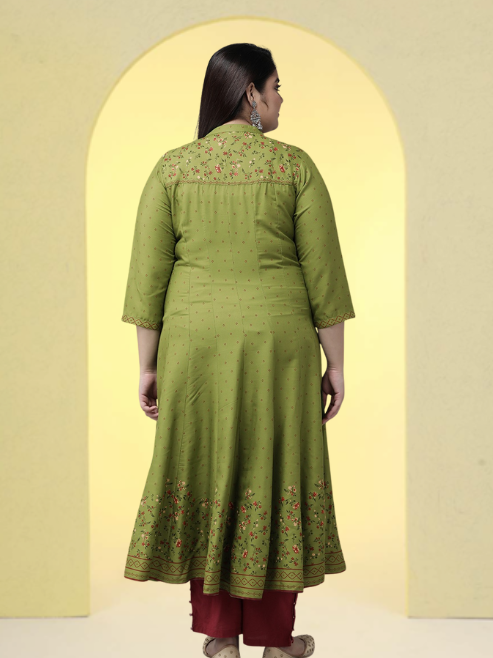 Rayon Floral Printed Anarkali Kurta