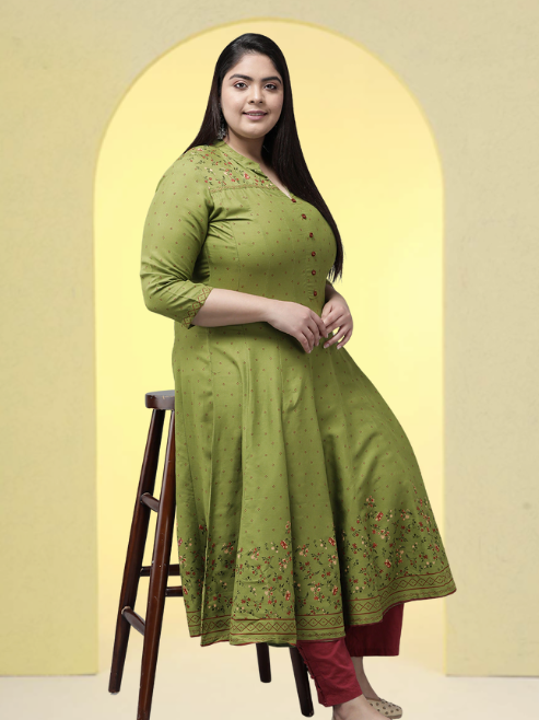 Rayon Floral Printed Anarkali Kurta