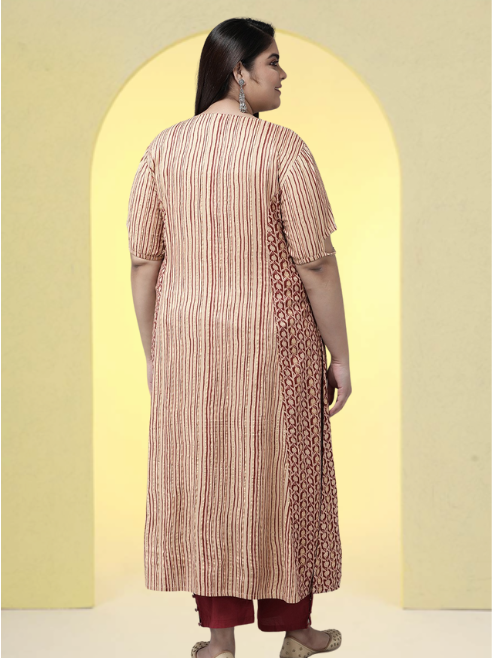 Rayon Floral Printed A-line Kurti (Maroon)