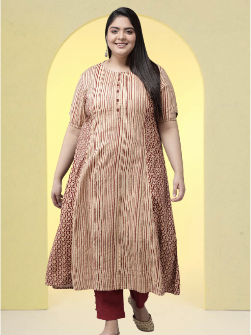 Rayon Floral Printed A-line Kurti (Maroon)