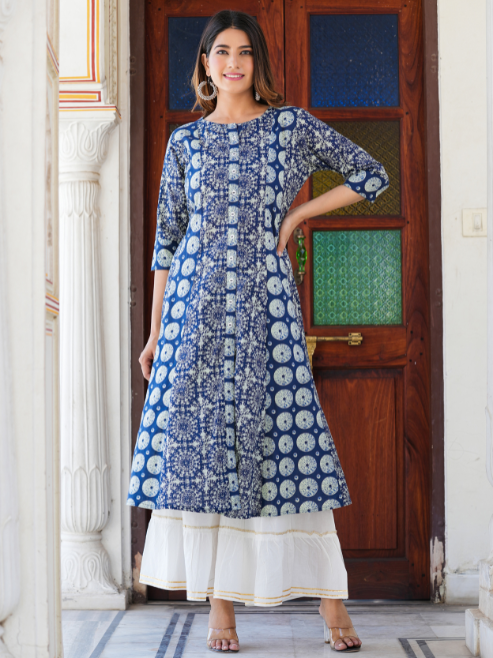 Cotton Ethnic Motifs Anarkali Kurta