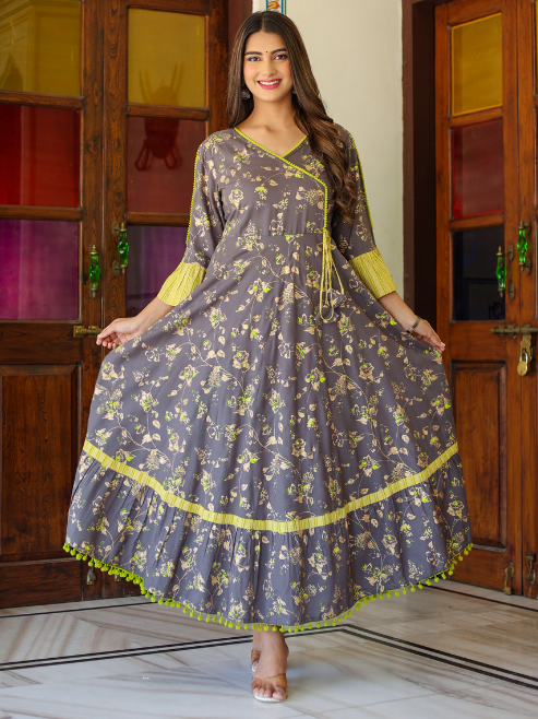 Floral Printed Anarkali Kurti
