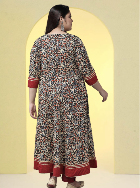 Fashion Plus Store Women`s Floral Printed Anarkali Kurti (Multi)