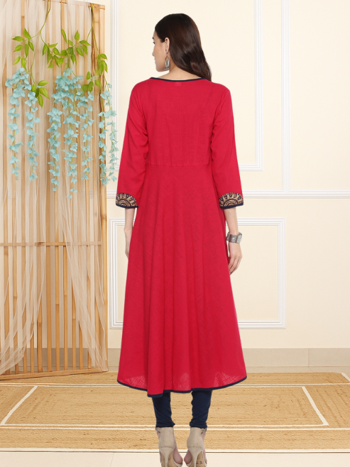 Festive & Party Embellished Kurti (Pink)