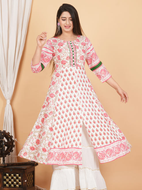 Floral Printed Anarkali Kurti