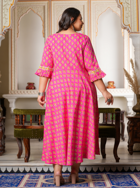 Fashion Plus Store Women's Floral Printed Anarkali Kurti