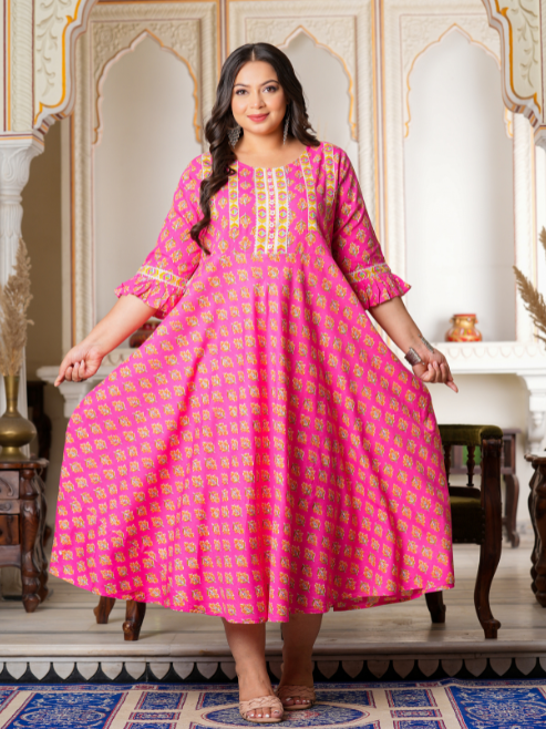 Fashion Plus Store Women's Floral Printed Anarkali Kurti