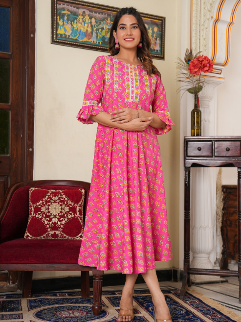 Fashion Plus Store Women's Floral Printed Anarkali Kurti