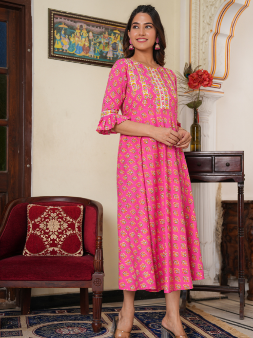 Fashion Plus Store Women's Floral Printed Anarkali Kurti