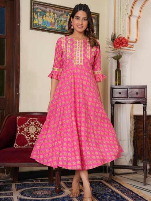 Fashion Plus Store Women's Floral Printed Anarkali Kurti