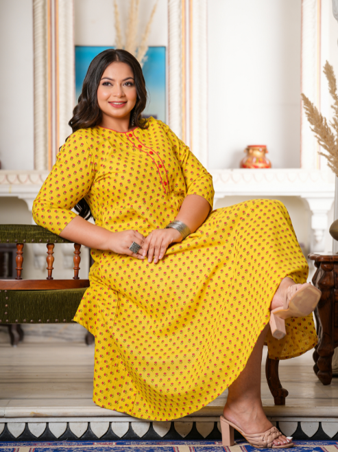 Floral Printed Anarkali kurti