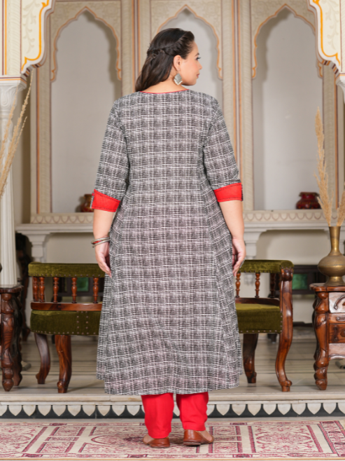 Fashion Plus Store Women's Plus Size Cotton Printed Anarkali Kurta