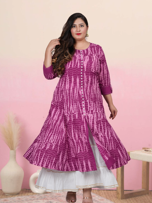 Cotton Blend Printed Anarkali Kurta