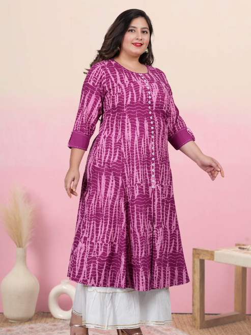 Cotton Blend Printed Anarkali Kurta