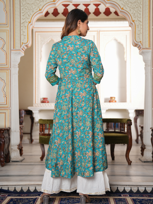 Fashion Plus Store Women's Floral Printed Anarkali Kurti