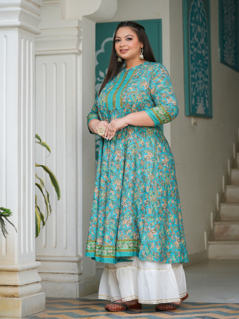 Fashion Plus Store Women's Floral Printed Anarkali Kurti