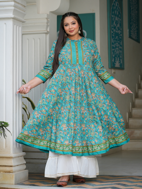 Fashion Plus Store Women's Floral Printed Anarkali Kurti