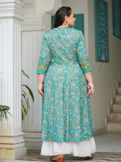 Fashion Plus Store Women's Floral Printed Anarkali Kurti