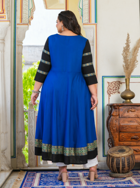 Fashion Plus Store Women's Blue Anarkali Kurti (Blue)