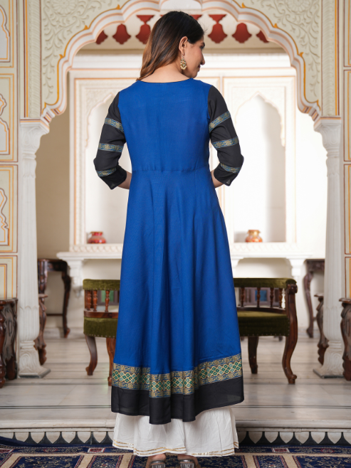 Fashion Plus Store Women's Blue Anarkali Kurti (Blue)