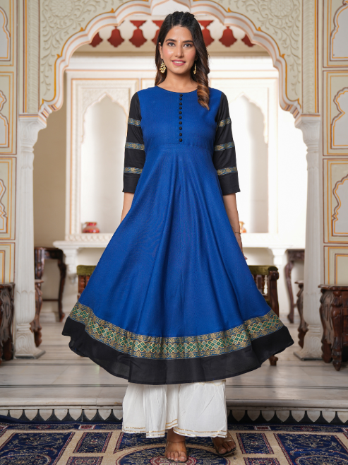 Fashion Plus Store Women's Blue Anarkali Kurti (Blue)