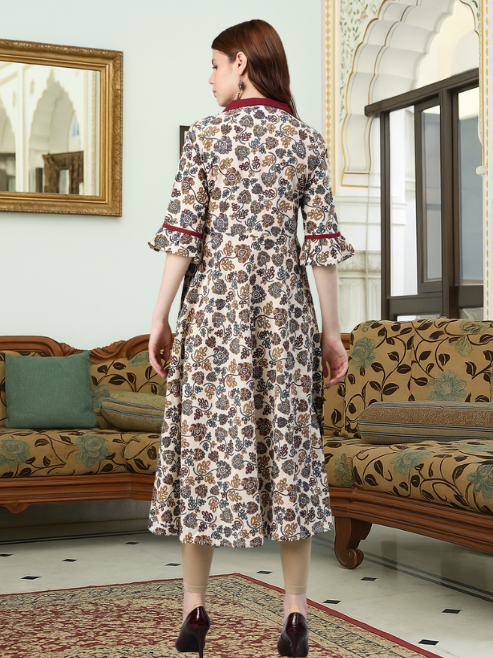 Cotton Floral Print Anarkali Kurta