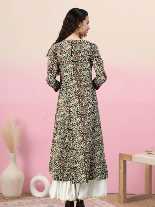 Fashion Plus Store Women's Cotton Kalamkari Print Anarkali Kurta